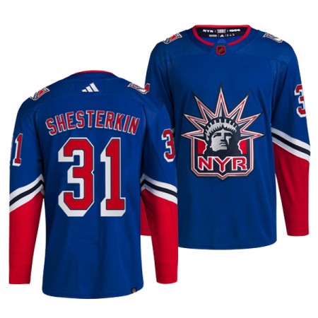 New York Rangers tröja Igor Shesterkin 31 Adidas 2022-23 Blå Reverse Retro 2.0 Authentic - NHL Tröjor Herr